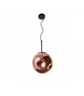 Mayan Globe Pendant Ceiling Light Matt Black Metal Copper Glass LED E27-1