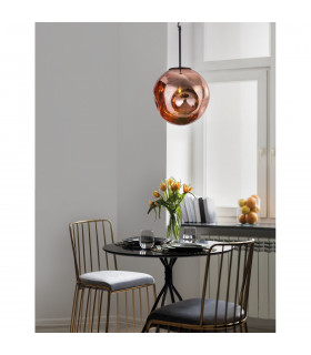 Mayan Globe Pendant Ceiling Light Matt Black Metal Copper Glass LED E27-2