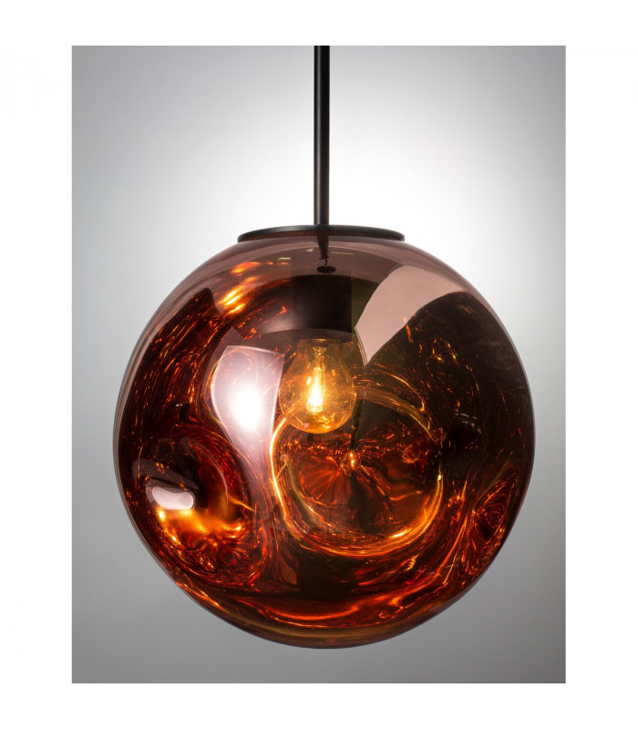 Mayan Globe Pendant Ceiling Light Matt Black Metal Copper Glass LED E27-5