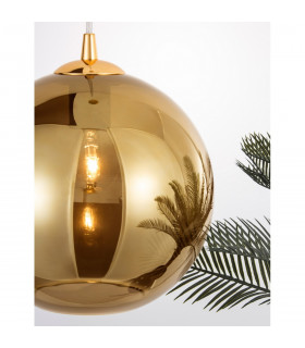Nazio 35cm Dome Pendant Ceiling Light Gold Glass Chrome Aluminium LED E27-2