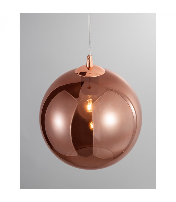Nazio 25cm Dome Pendant Ceiling Light Copper Glass Chrome Aluminium LED E27-2