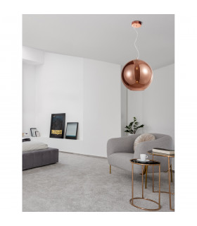 Nazio 35cm Dome Pendant Ceiling Light Copper Glass Chrome Aluminium LED E27-2