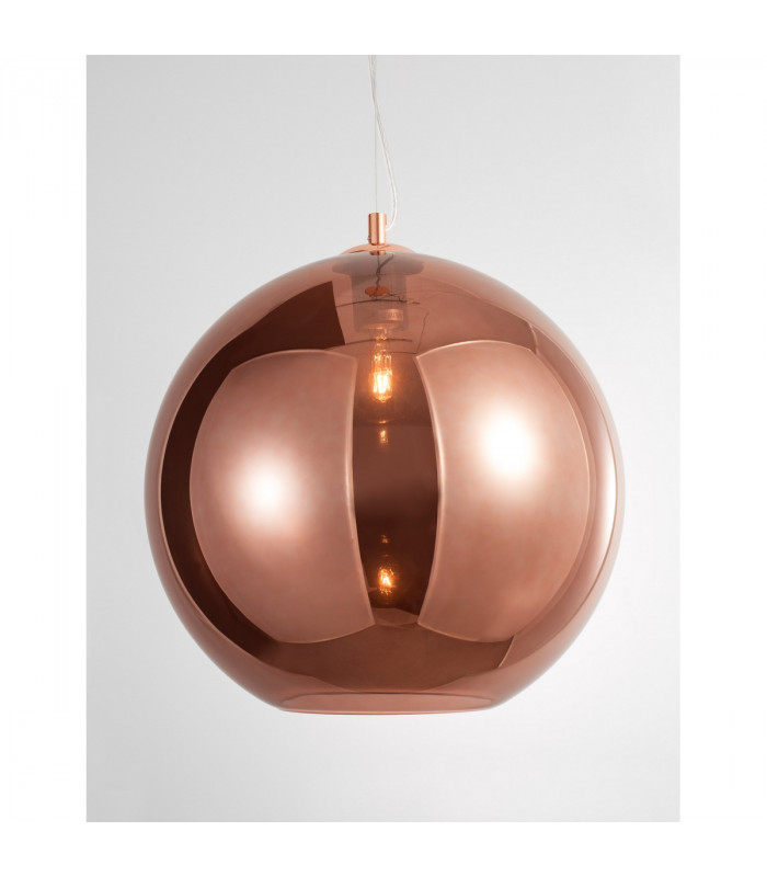 Nazio 35cm Dome Pendant Ceiling Light Copper Glass Chrome Aluminium LED E27-3