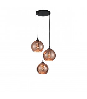 Blaze 3 Light Cluster Pendant Ceiling Light Copper Glass Black Metal LED E27-1