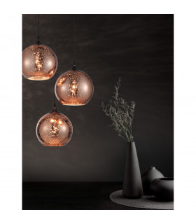 Blaze 3 Light Cluster Pendant Ceiling Light Copper Glass Black Metal LED E27-2