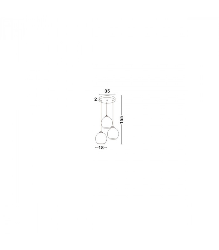 Blaze 3 Light Cluster Pendant Ceiling Light Copper Glass Black Metal LED E27-4