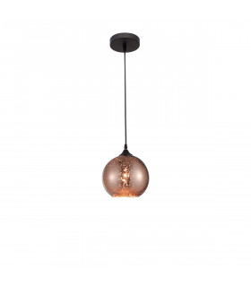 Blaze Dome Pendant Ceiling Light Copper Glass Black Metal LED E27-1
