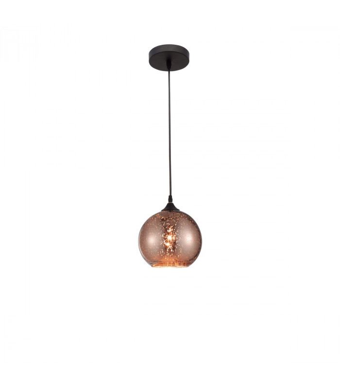 Blaze Dome Pendant Ceiling Light Copper Glass Black Metal LED E27-1