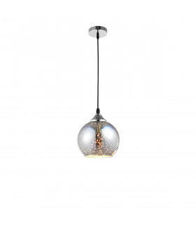 Bennett Dome Pendant Ceiling Light Chrome Glass Metal LED E27-1