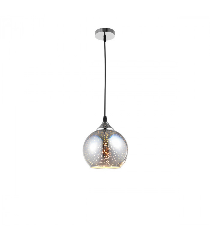 Bennett Dome Pendant Ceiling Light Chrome Glass Metal LED E27-1