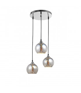 Bennett 3 Light Cluster Pendant Ceiling Light Chrome Glass Metal LED E27-1