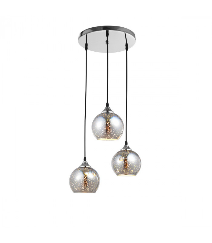 Bennett 3 Light Cluster Pendant Ceiling Light Chrome Glass Metal LED E27-1