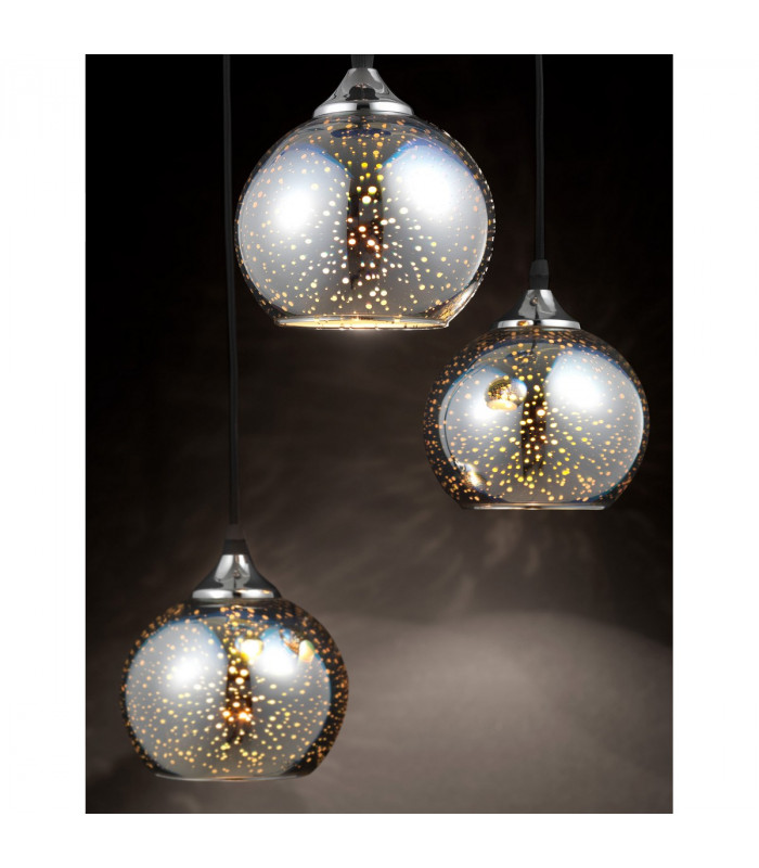 Bennett 3 Light Cluster Pendant Ceiling Light Chrome Glass Metal LED E27-3
