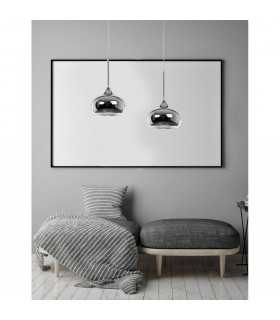 Cioto Dome Pendant Ceiling Light Metal Chrome Outside White Chrome Inside LED E14-2