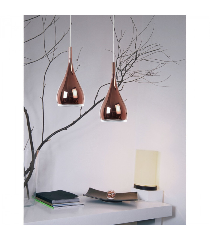 Cioto Dome Pendant Ceiling Light Metal Rose Gold Outside White Chrome Inside LED E27-2