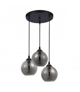 Adelina 3 Light Cluster Pendant Ceiling Light Smoke Glass Black Metal LED E27-1