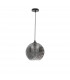Jerardo Dome Pendant Ceiling Light Smoke Glass with Bubbles Inside Black Metal LED E27-1