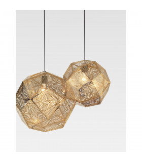 Foggia 32cm Pendant Ceiling Light Gold Stainless Steel Black Fabric Wire LED E27-2