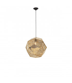 Foggia 48cm Pendant Ceiling Light Gold Stainless Steel Black Fabric Wire LED E27-1