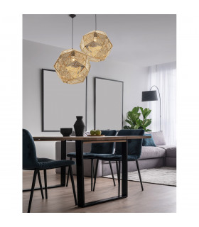 Foggia 48cm Pendant Ceiling Light Gold Stainless Steel Black Fabric Wire LED E27-2