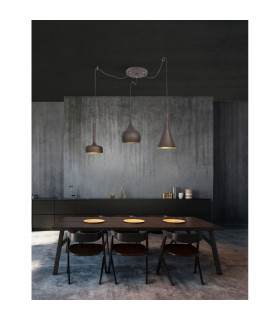 Nuorese 3 Light Cluster Pendant Ceiling Light Aluminium Dark Brown Outside Gold Inside LED E27-2