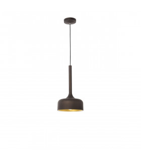 Nuorese Flat Dome Pendant Ceiling Light Aluminium Dark Brown Outside Gold Inside LED E27-1
