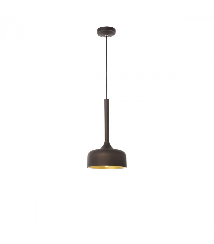 Nuorese Flat Dome Pendant Ceiling Light Aluminium Dark Brown Outside Gold Inside LED E27-1