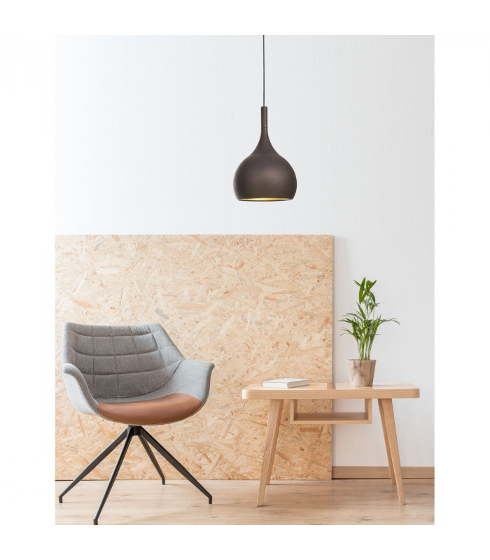 Nuorese 24cm Dome Pendant Ceiling Light Aluminium Dark Brown Outside Gold Inside LED E27-2