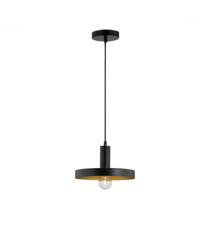 Garni Dome Pendant Ceiling Light Black Metal Outside Gold Inside Black LED E27-1