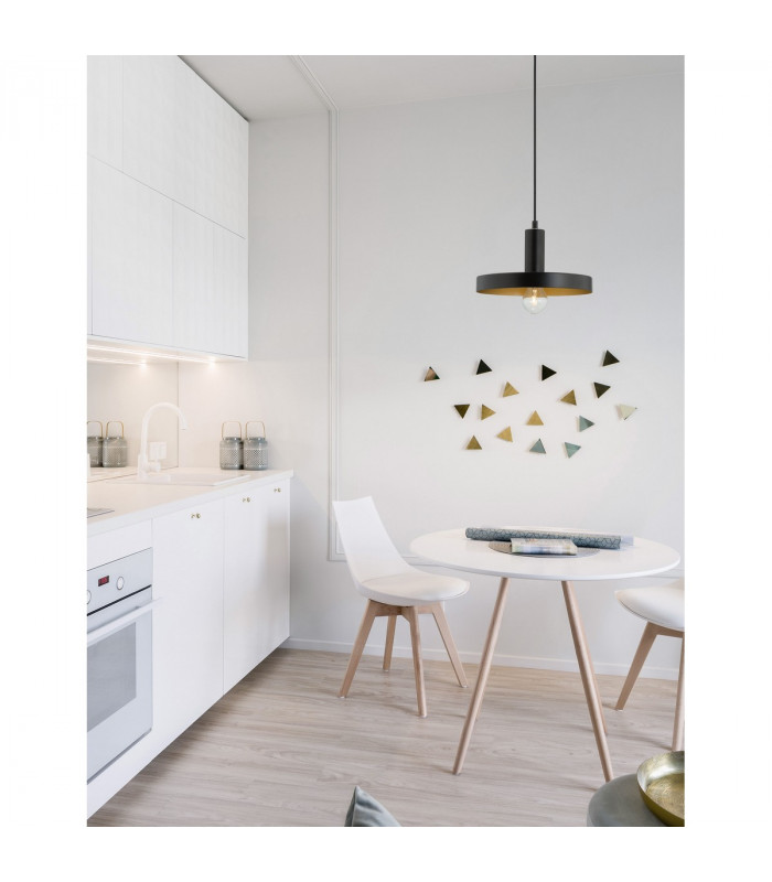 Garni Dome Pendant Ceiling Light Black Metal Outside Gold Inside Black LED E27-2