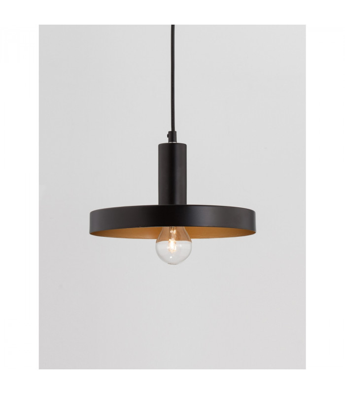 Garni Dome Pendant Ceiling Light Black Metal Outside Gold Inside Black LED E27-3