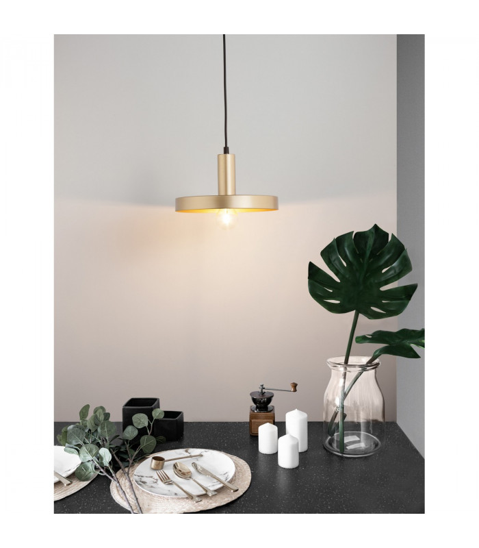 Garni Dome Pendant Ceiling Light Gold Metal Outside Inside Black LED E27-2