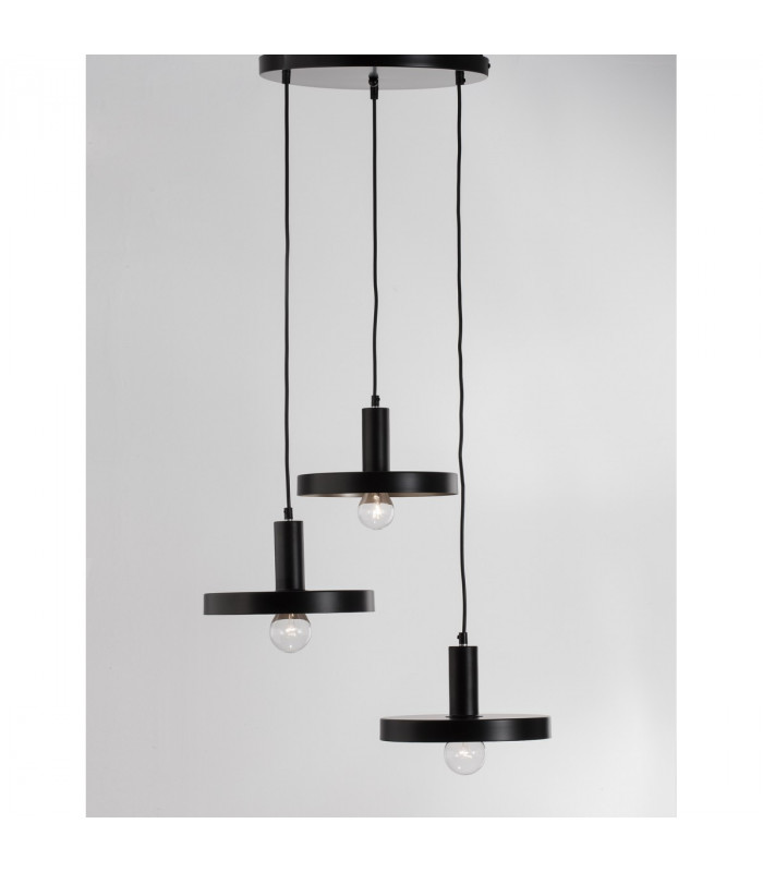 Garni 3 Light Cluster Pendant Ceiling Light Black Metal Outside Gold Inside Black LED E27-4