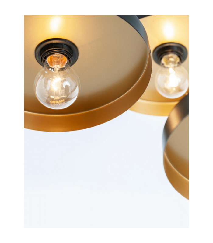 Garni 3 Light Cluster Pendant Ceiling Light Black Metal Outside Gold Inside Black LED E27-5