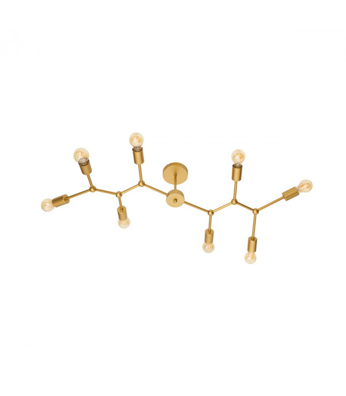 Calisto 8 Light Multi Arm Semi Flush Ceiling Lamp Brass Metal LED E27-1