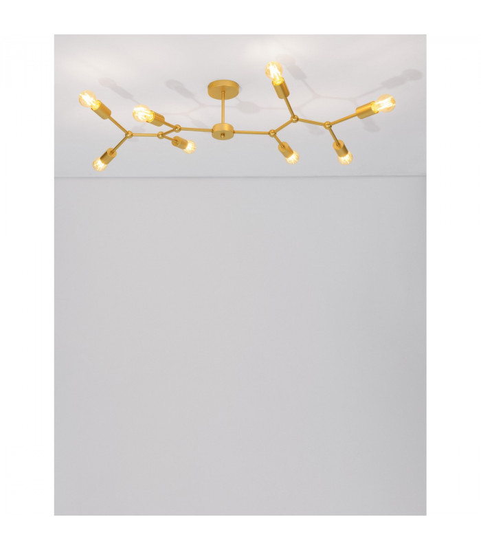 Calisto 8 Light Multi Arm Semi Flush Ceiling Lamp Brass Metal LED E27-2