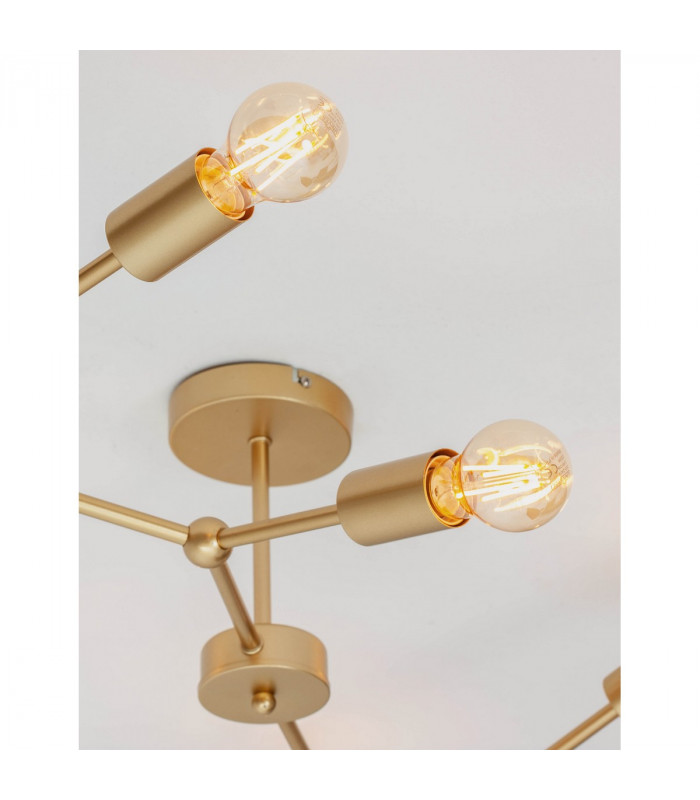 Calisto 8 Light Multi Arm Semi Flush Ceiling Lamp Brass Metal LED E27-7