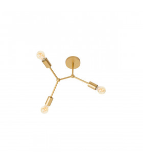 Calisto 3 Light Multi Arm Semi Flush Ceiling Lamp Brass Metal LED E27-1