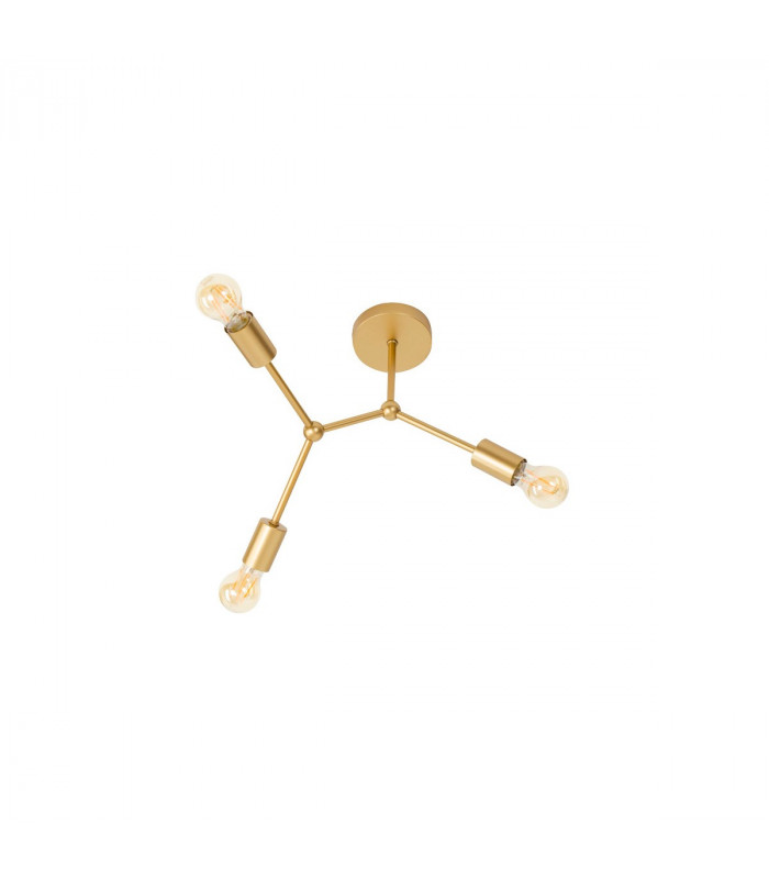 Calisto 3 Light Multi Arm Semi Flush Ceiling Lamp Brass Metal LED E27-1