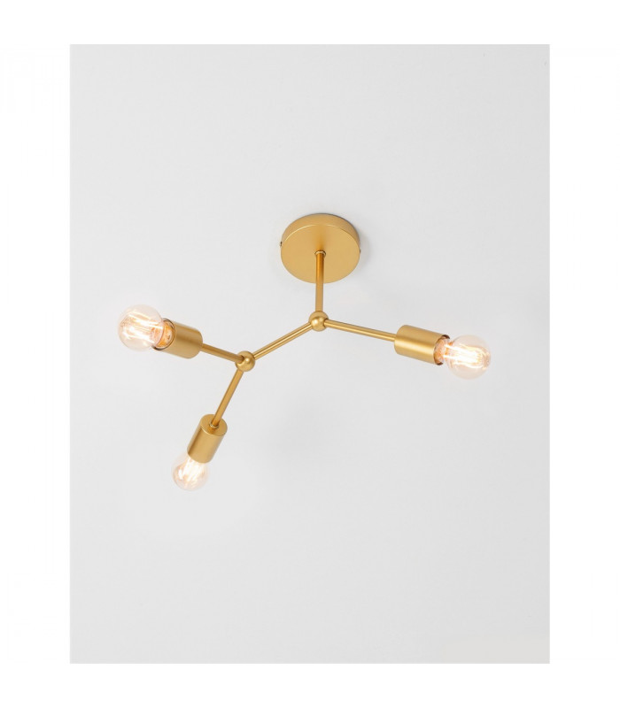 Calisto 3 Light Multi Arm Semi Flush Ceiling Lamp Brass Metal LED E27-4
