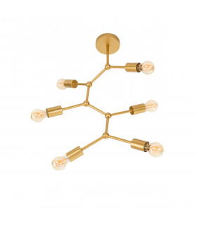 Calisto 6 Light Multi Arm Semi Flush Ceiling Lamp Brass Metal LED E27-1