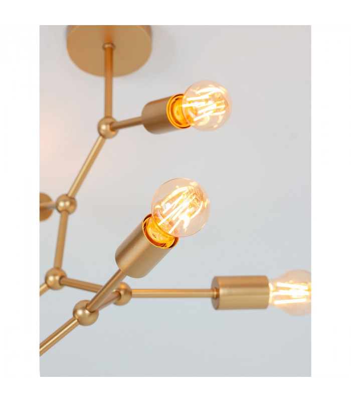 Calisto 6 Light Multi Arm Semi Flush Ceiling Lamp Brass Metal LED E27-4