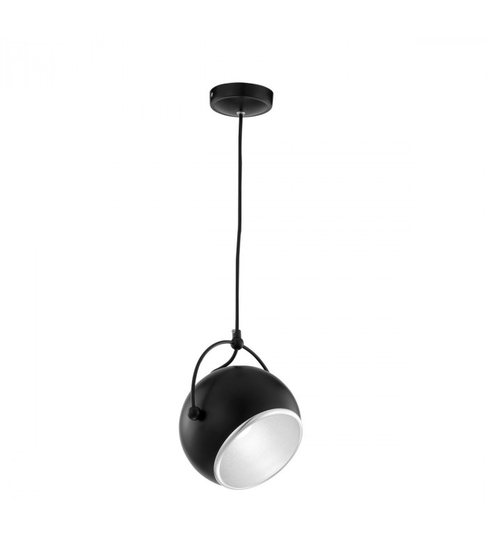 Degli Dome Pendant Ceiling Light Black Metal Outside Aluminium Inside LED E27-1