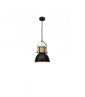 Quin Dome Pendant Ceiling Light Black Brass Metal LED E27-1