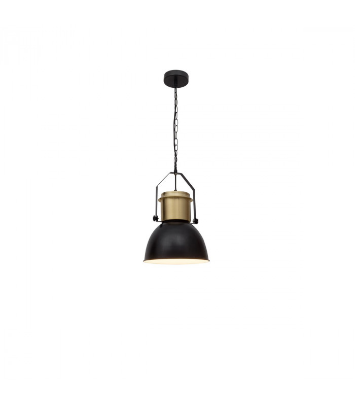 Quin Dome Pendant Ceiling Light Black Brass Metal LED E27-1