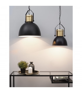 Quin Dome Pendant Ceiling Light Black Brass Metal LED E27-2