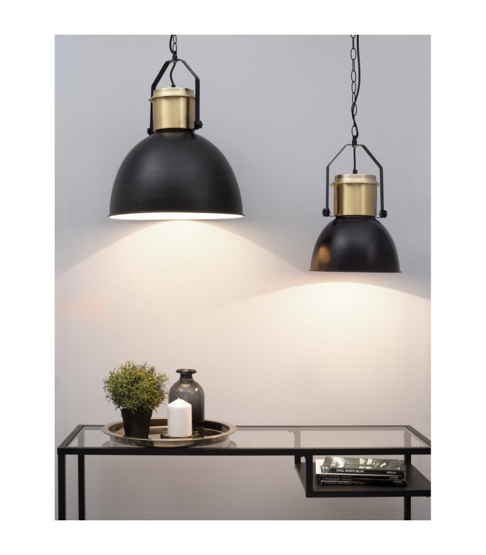 Quin Dome Pendant Ceiling Light Black Brass Metal LED E27-2