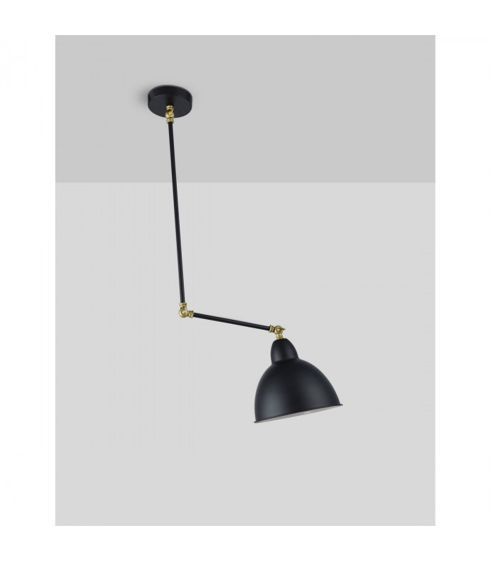 Virgo Dome Pendant Ceiling Light Black Brass Metal LED E27-4