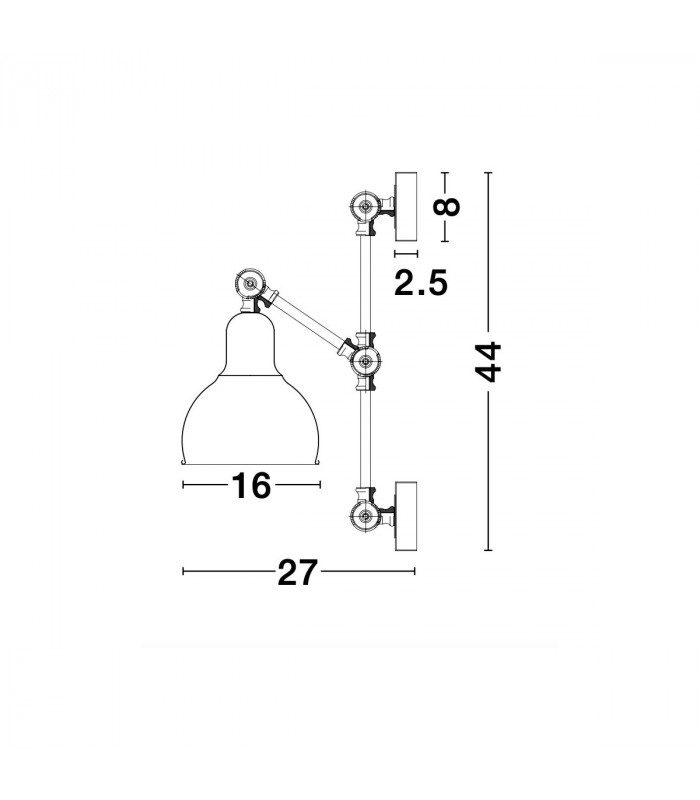 Virgo Dome Wall Lamp Black Brass Metal LED E27-9