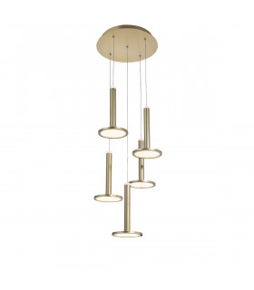 Palencia 5 Light Cluster Pendant Ceiling Light Satin Gold Aluminium LED 53W 1967Lm 3000K-1